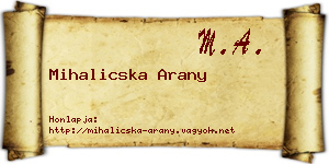 Mihalicska Arany névjegykártya